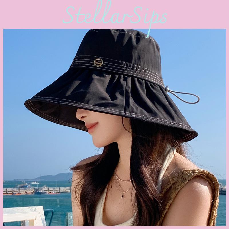 Summer Fashion Sun Hat For Women With Large Brim Breathable Polyester Sunshade Casual Outdoor Travel