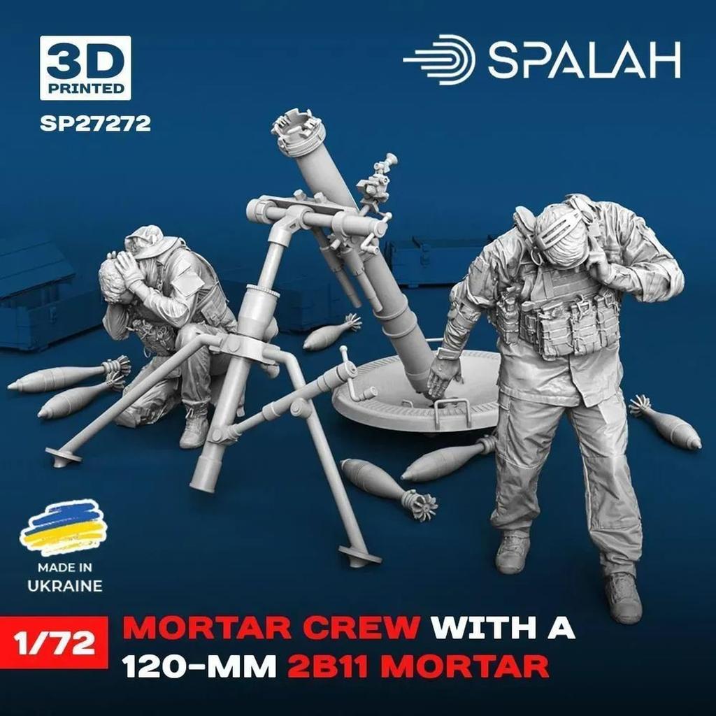 Spallach 1/72 Scale Resin Kit 2B11 120mm Mortar with Crew (2 Figures) SPU27272 (Person)
