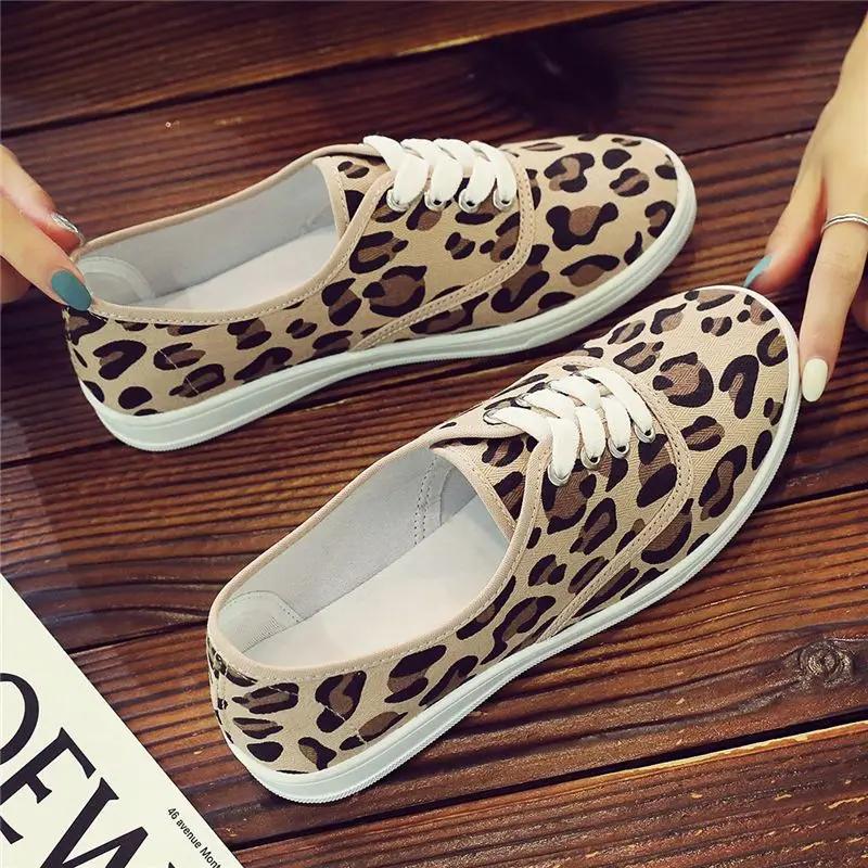 Fashion Leopard Print Canvas Shoes for Women Cheap Fashion 2025 High Quality Aesthetic Light Walking Designer Luxury 39 Woman Footwear