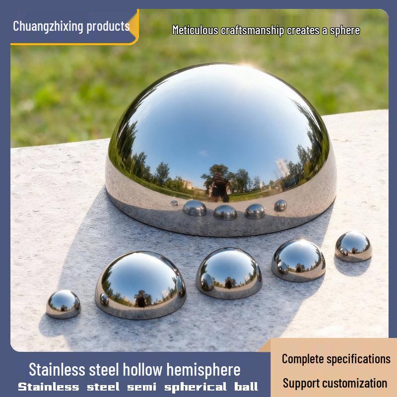 1.5" Thick 304 Stainless Steel Half-Round Mirror Hemisphere Tube Plug Spherical Cap