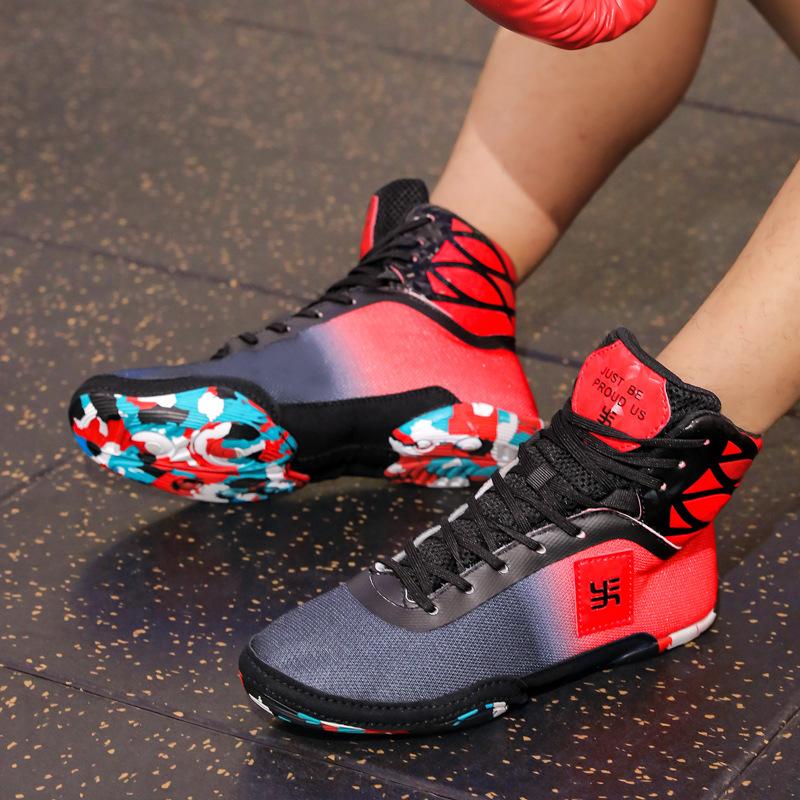 

New boxing shoes men s Gaobang sanda shoes fighting training shoes wear-resistant wrestling shoes men s and women s boxing professional competition 36