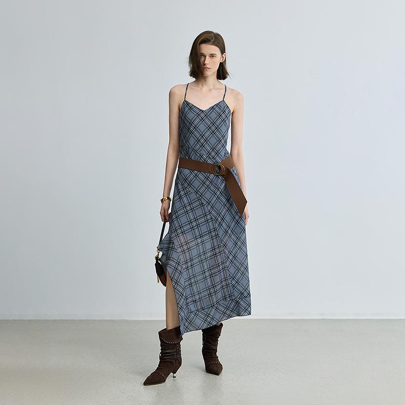 LILY plaid V-neck camisole dress