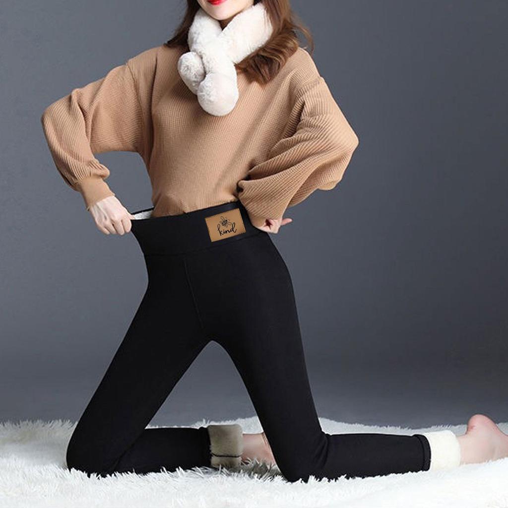Women's Color Plus Velvet Warm Elastic Leggings High Waist Cotton Pants