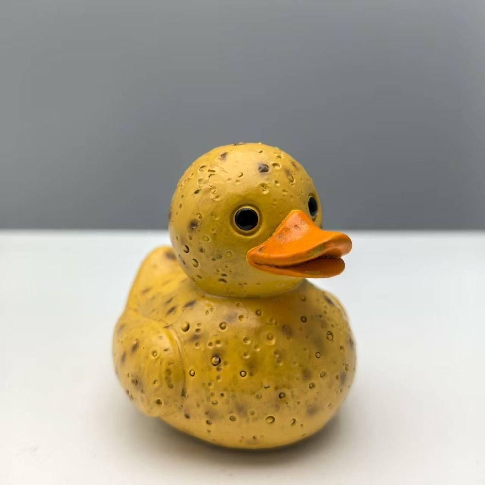 Resin Whimsical Vegetable Duck Ornament Cute Animal Sculpture Micro Landscape Duck Statue  Office