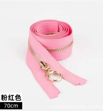 70cm DIY Zipper Accessory for Bags and Pockets Durable Metal Teeth Zipper Tape with Ring Pull for Sewing and Craft Projects