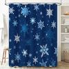Christmas Shower Curtain, Snowflake Design, Waterproof Fabric, Blue Decorative Bathroom Liner for Bathtub, Perfect Gift Ideas