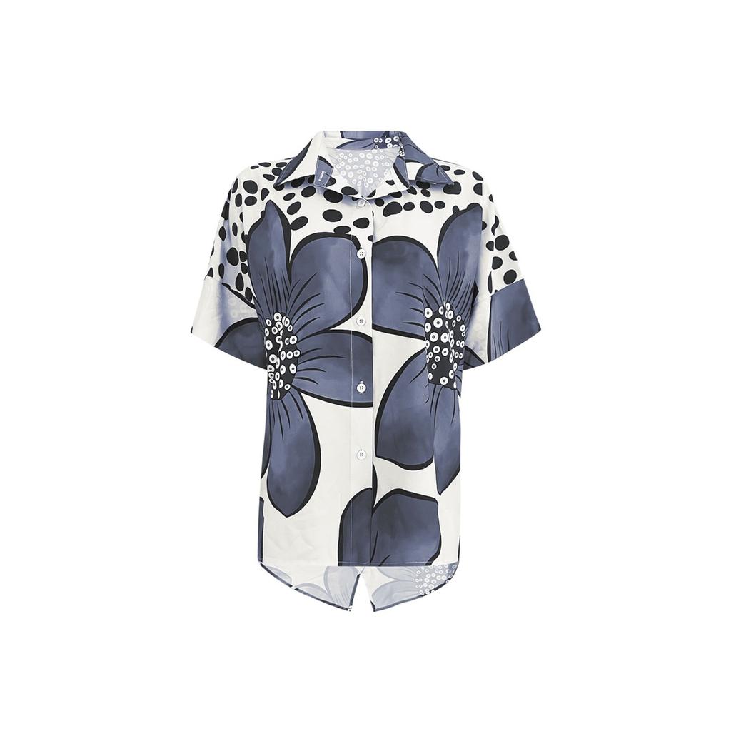 Damski zestaw casualowy koszula z nadrukiem kwiatowym spodnie zestaw dwuczęściowy