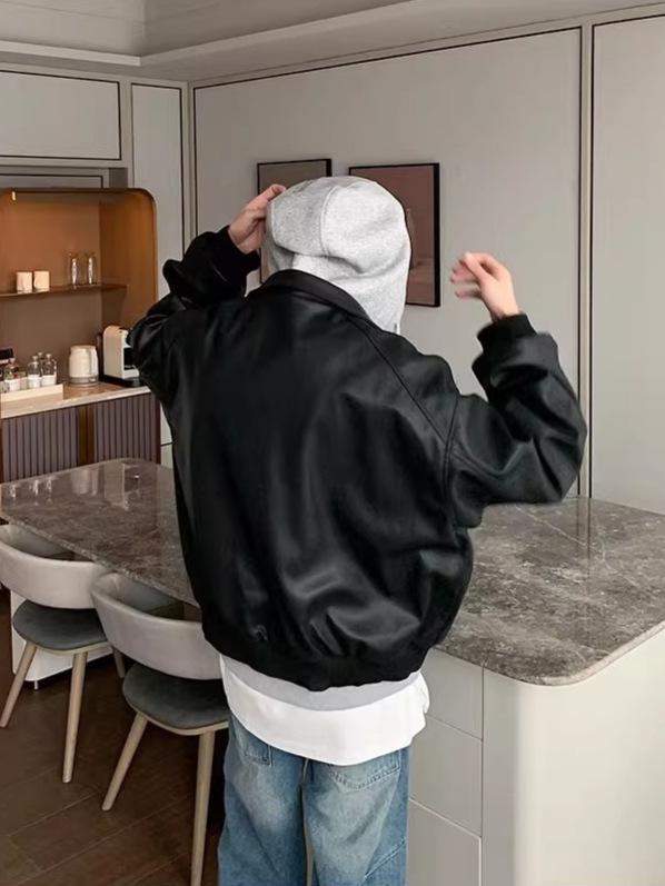 Męska Hipsterska Skórzana Kurtka Motocyklowa z Kapturem PU - Modny Styl Dwuczęściowy