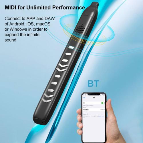 Fangzi Digital Wind Instrument, Portable Electronic Wind Instrument Synthesizer with 10 Tones, Adjustable Sensitivity, Built-in Speaker, App, Bluetoot