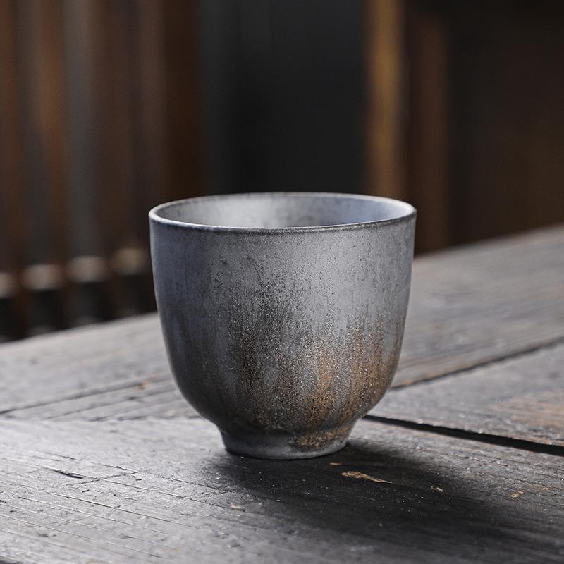 Грубая керамика маленькая чайная чашка чашка мастера одиночная домашняя японская ретро позолота ржавая глазурь керамика набор для кунг-фу чая