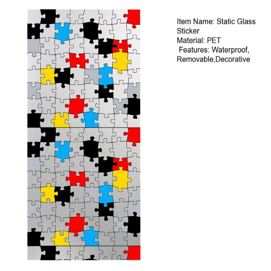 Frosted Static Glass Sticker Geometric Butterfly Jigsaw Decorative Static Window Cling UV Sun Blocking Privacy Film for Home Office Bathroom