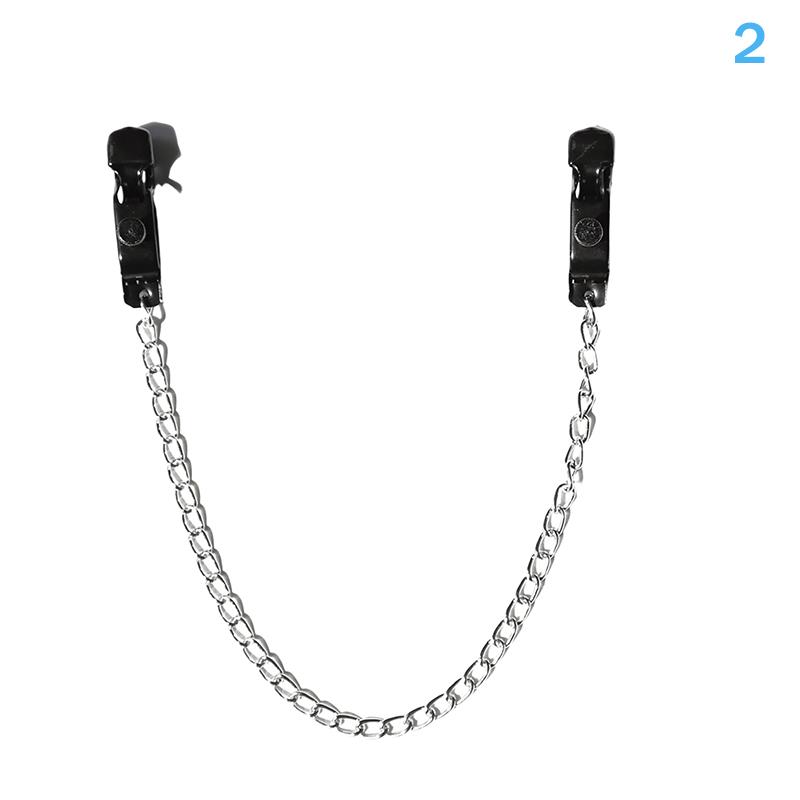 Alloy Nipple Clamp Set for Couples with Chain Breast & Labia Stimulation Massager Adult Bondage Game for Women's Sensation Play