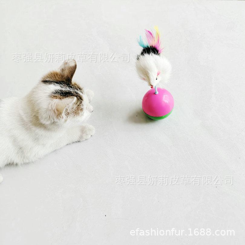 

Roly-Poly Rabbit Fur Mouse: Self-Entertainment Plush Toy for Cats MI001100