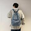 Zaino scolastico retro tinta unita denim zaino uomo semplice grande capacità zaino per tempo libero viaggio zaino per studente scuola media donna