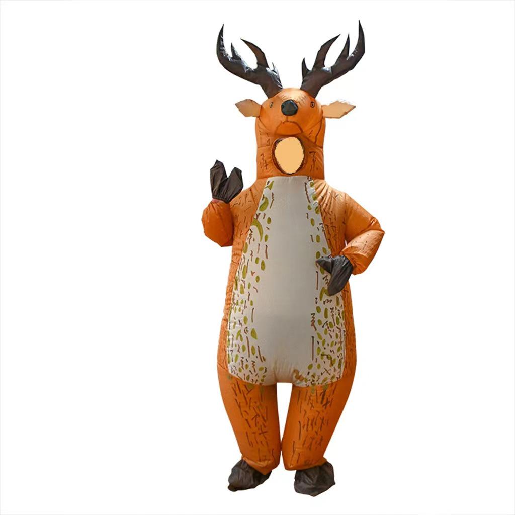 Christmas Riding Reindeer & Gingerbread Man Dinosaur Inflatable Costumes