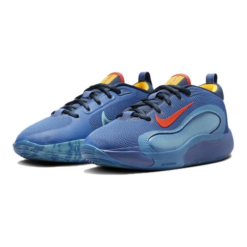 Nike ISOFLY Slip Resistant Cushioning Abrasion Resistant Breathable Low top Children's Basketball Shoes Blue Sneakers FN4384-400