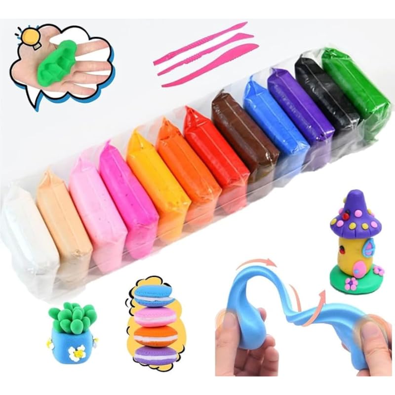 Eclet (Pack Of 1Air Dry Clay, Colorful Children Soft Clay, Creative Art Crafts, Gifts For Kids-Multi Color. Non-Toxic Mo