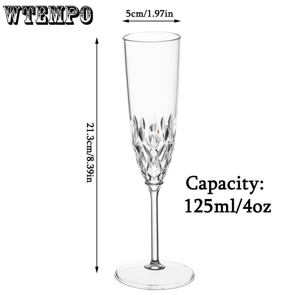 8pcs Plastic Champagne Flutes Shatterproof Reusable Fancy Crystal Clear Champagne Glasses 4 Oz Acrylic Unbreakable Wine Glasses Bar Goblets