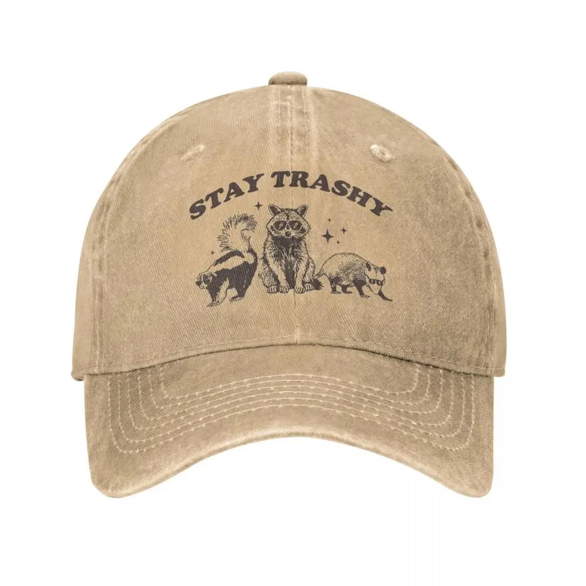 Funny Raccoon Opossum Skunk Meme Stay Trashy Baseball Caps Stuff Men Women Fashion Nostalgia Raccoons Trucker Hat Adjustable One Size хаки