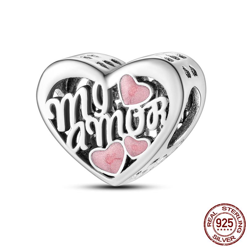 Copper Diy Beads Heart Shaped Tree Of Life Series Charm Fit Pan Original Bracelet For Women Jewelry Birthday Gift