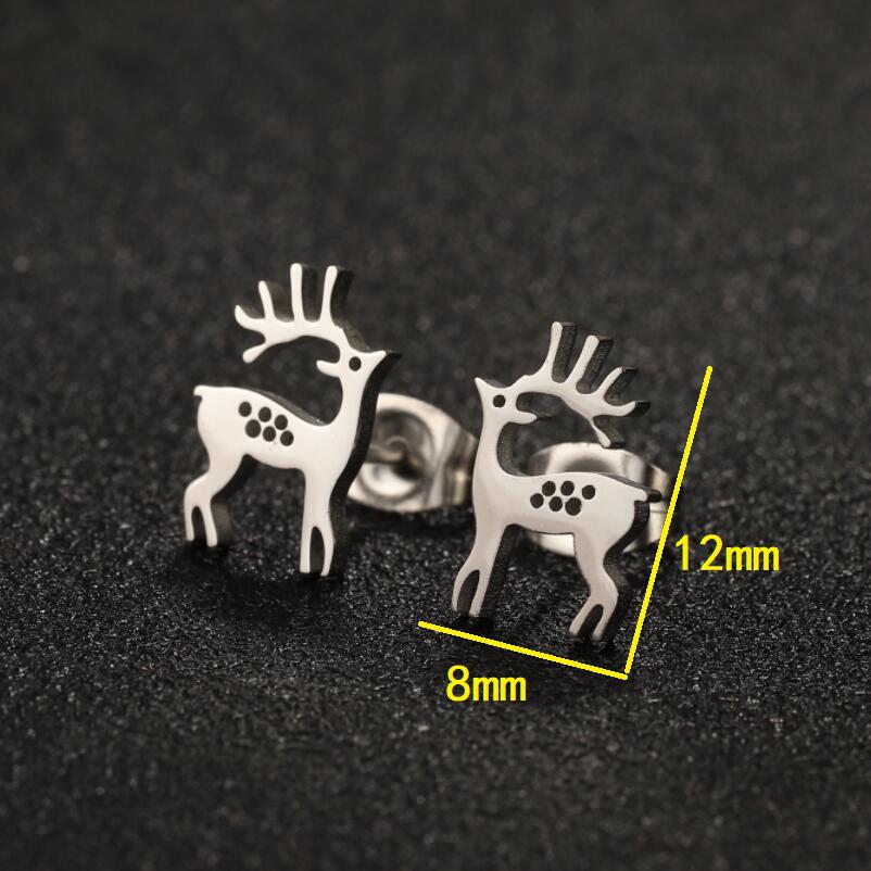 Mini Stainless Steel Cartoon Animal Earrings - Kitten, Deer, Snake, Bee Designs