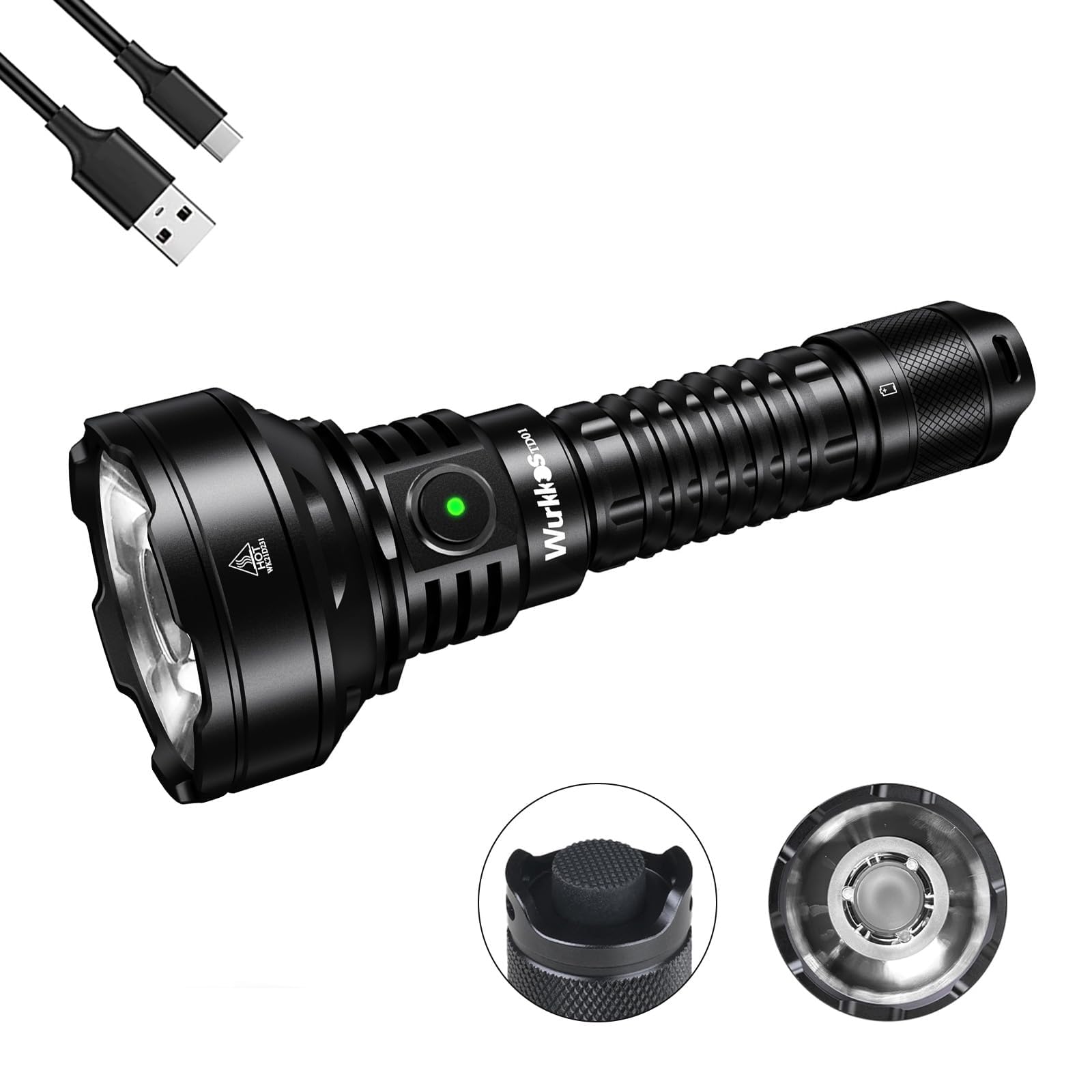 

Wurkkos TD01C LED 1039M 2000 IPX8 5 for Disaster and Hiking Black Flashlight, Powerful, Ultra-Strong Long-Range, Lumens, Waterproof, USB-C