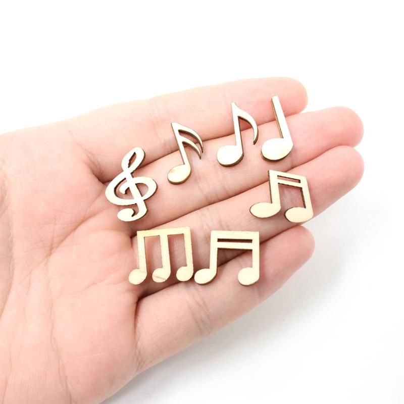 100pcs/pack 15mm Musical Note Wooden Slices for DIY Crafts Supplies, Home Decoration, Board Games, Early Childhood Education