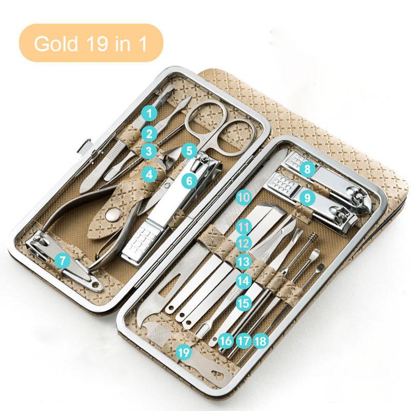 19 In 1 Professional Nail Clippers Pedicure Kit, Manicure Tool Kit Manicure Set, Stainless Steel Manicure Tools