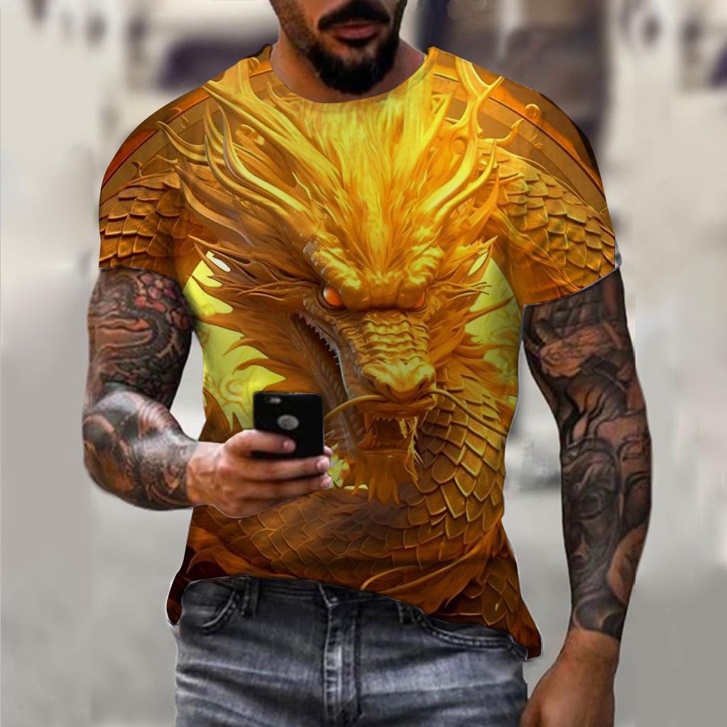 Men's T-Shirts Animal Dragon Pattern 3D Print Tops Tees 2024 Summer  Women Streetwear Fashion Oversized T Shirt Men Clothing