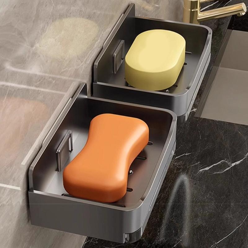 Plastic Soap Holder For Shower Drainage Practical Bathroom Counter Storage Rack Sponge Holder with Draining Tray