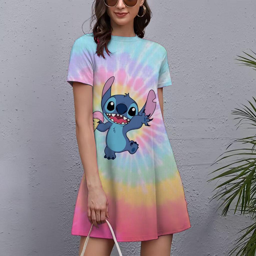 Fashion Printed Loose Women's Versatile Casual Crew Neck Casual Dresses