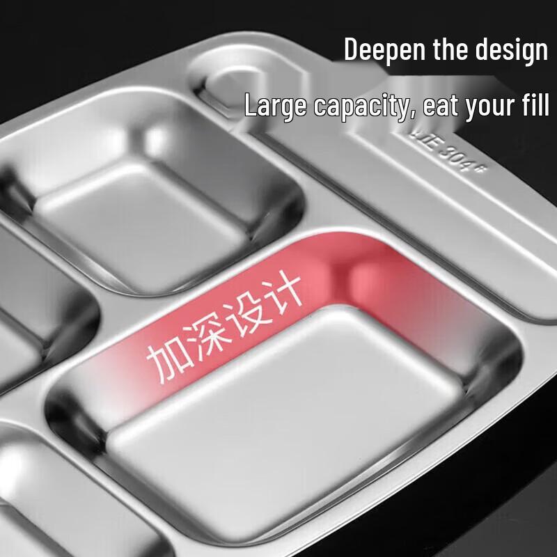 Stainless Steel 5-Compartment Meal Tray