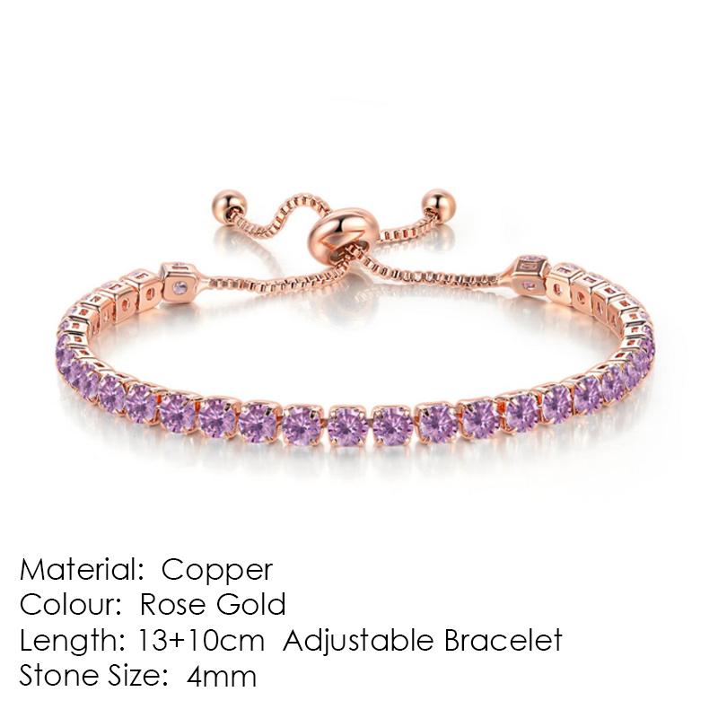 ZHOUYANG Tennis Bracelet For Women Luxury Handy Adjustable 4 Claws Mosaic 4mm Zirconia Rose Gold Color Fashion Jewelry Gift H133