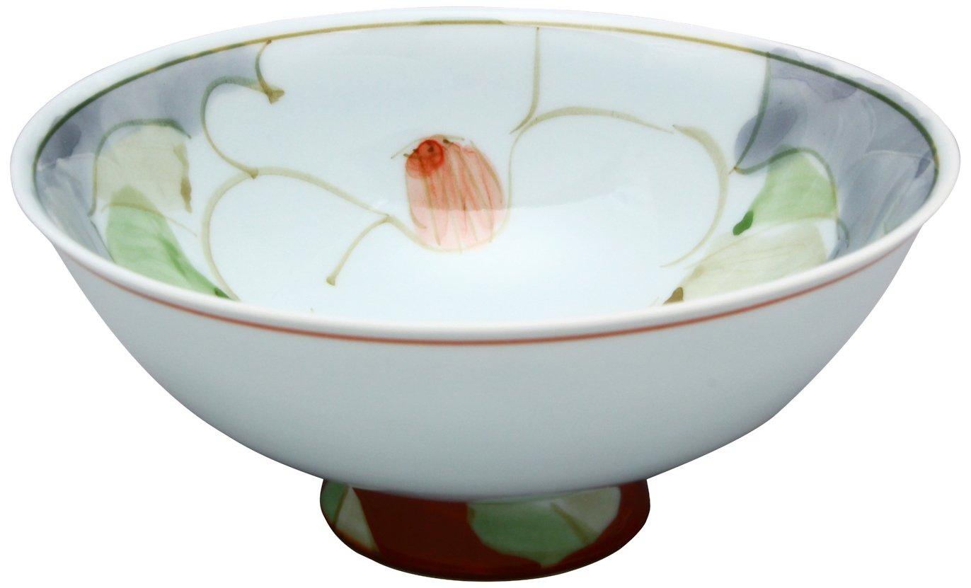 

Hasami ware, Sen emon Pottery Studio, Colorful Camellia Rice Bowl, Red