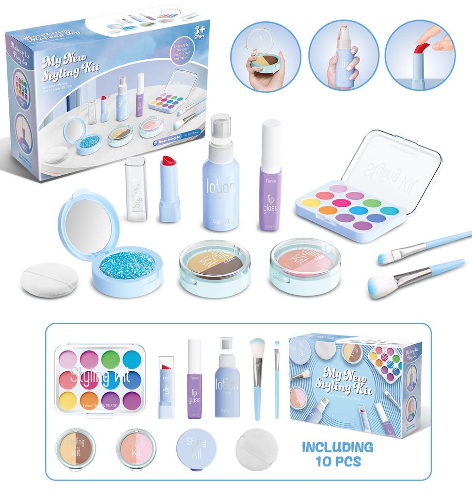 Girl Simulation Cosmetics Set Pretend Fake Makeup Game Lipstick Eyeshadow Model Set House Party Activities Role Play Toy Gift