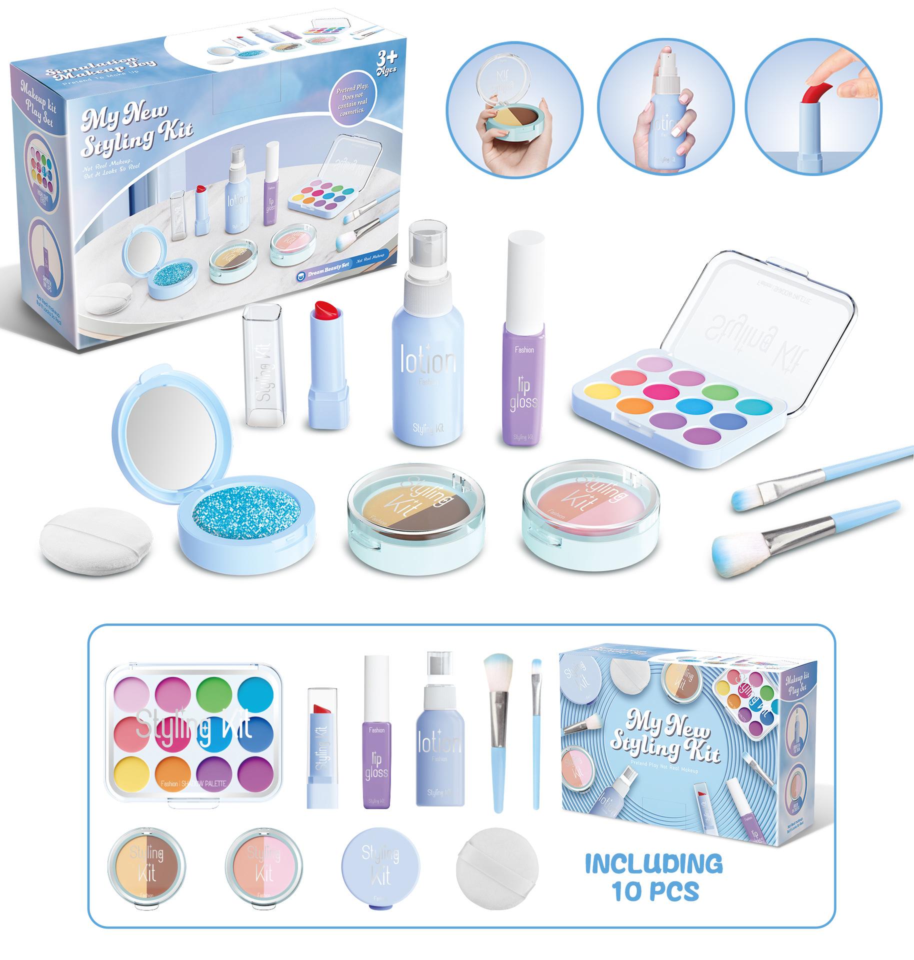 Набор детской имитации косметики, игра в притворство, поддельный макияж, помада, тени для век, набор моделей, мероприятия для домашней вечеринки, игрушка для ролевых игр, подарок