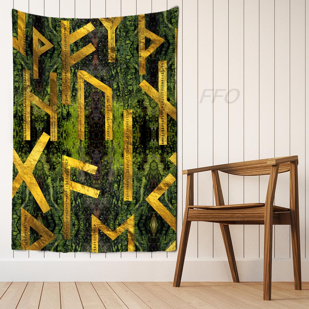 Viking Helmet Skull Tapestry Hammer Odin Mythology Print Wall Hanging Nordic Home Bedroom Living Room Decor