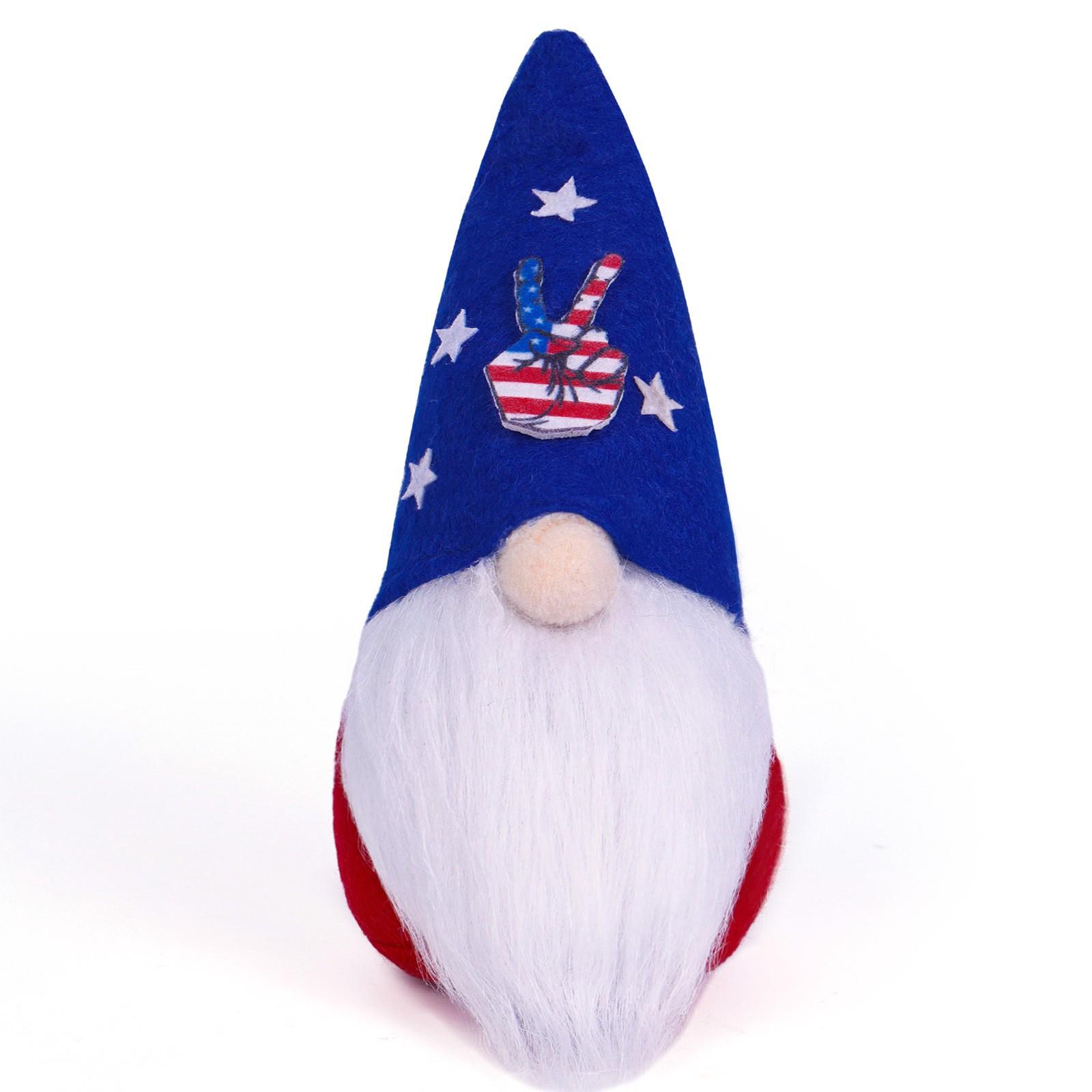 Independence Day Gnome Figurine - Red, White, Blue Plush Holiday Decoration