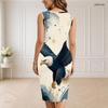 Women Plus Size V Neck Sleeveless Galaxy Printed Bodycon Midi Dress