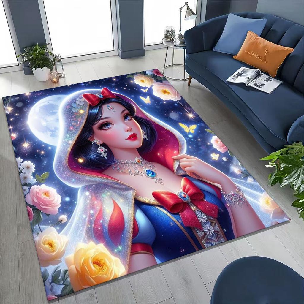 Snow White Princess Cartoon Fairy Tales Rug for Bedroom Living Room Sofa Home Doormat Decor, Large Kids Play Non-slip Floor Mat