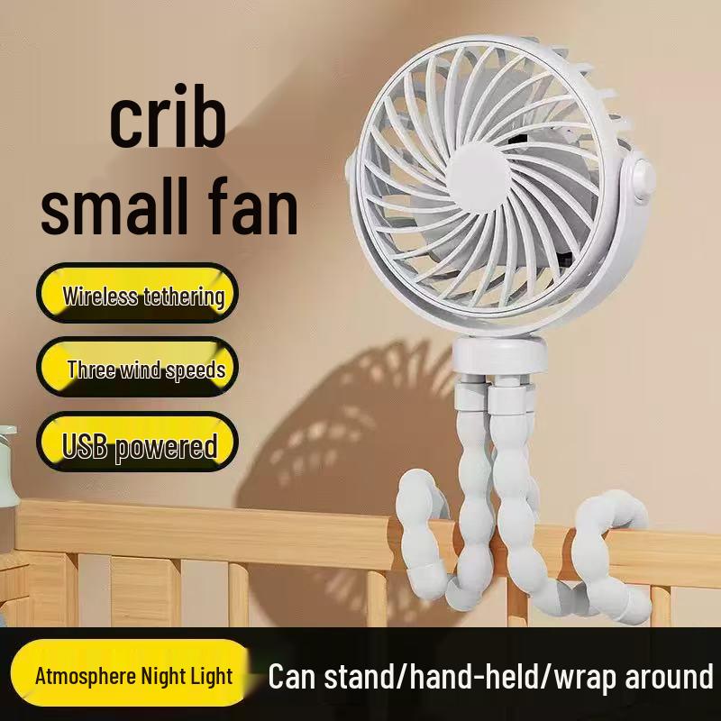 Portable USB Rechargeable Clip-On Fan - Silent, Compact, and Versatile for Strollers and Outdoor Use
