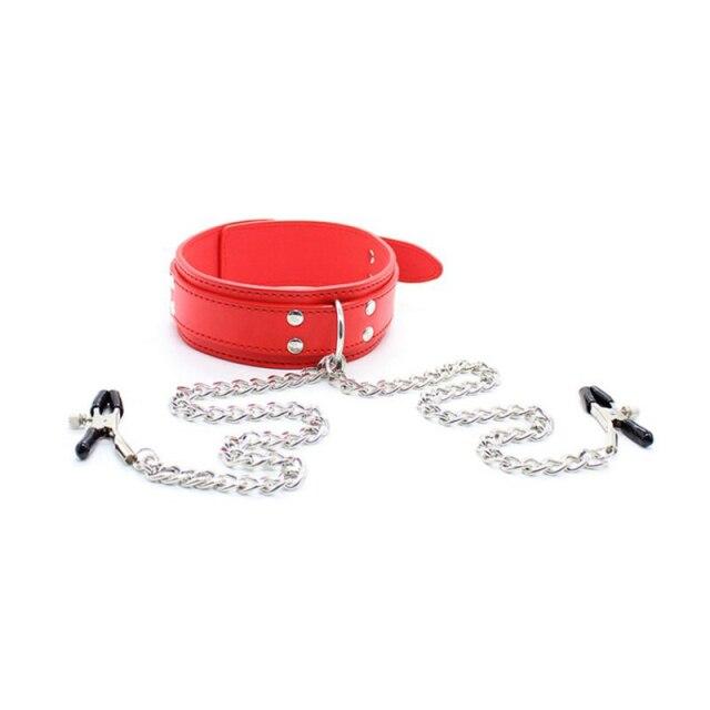 Leather Collar Nipple Clip For Women Alternative Fetish Play Toys Adjustable Bondage Accessories Sensual Stimulation Adult Products