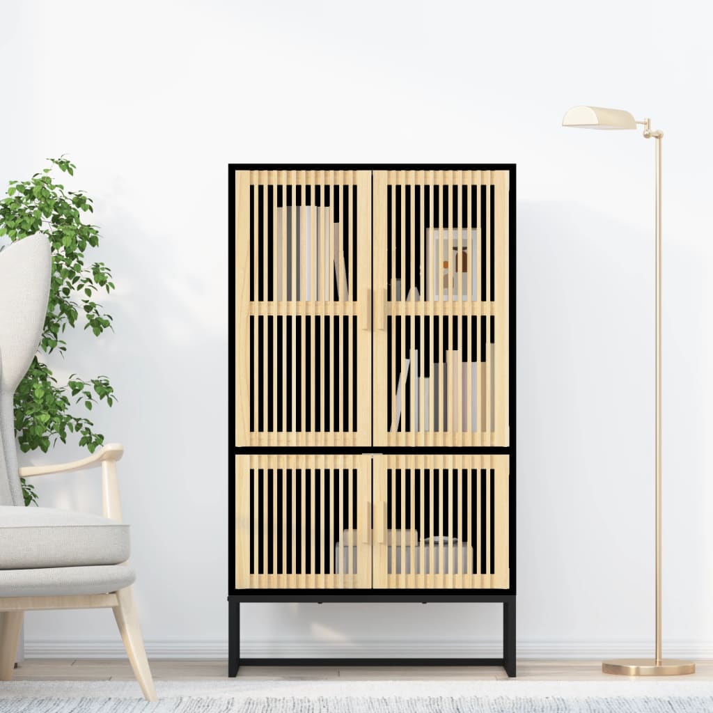 Highboard Black 70 X 35 X 125 Cm Particleboard
