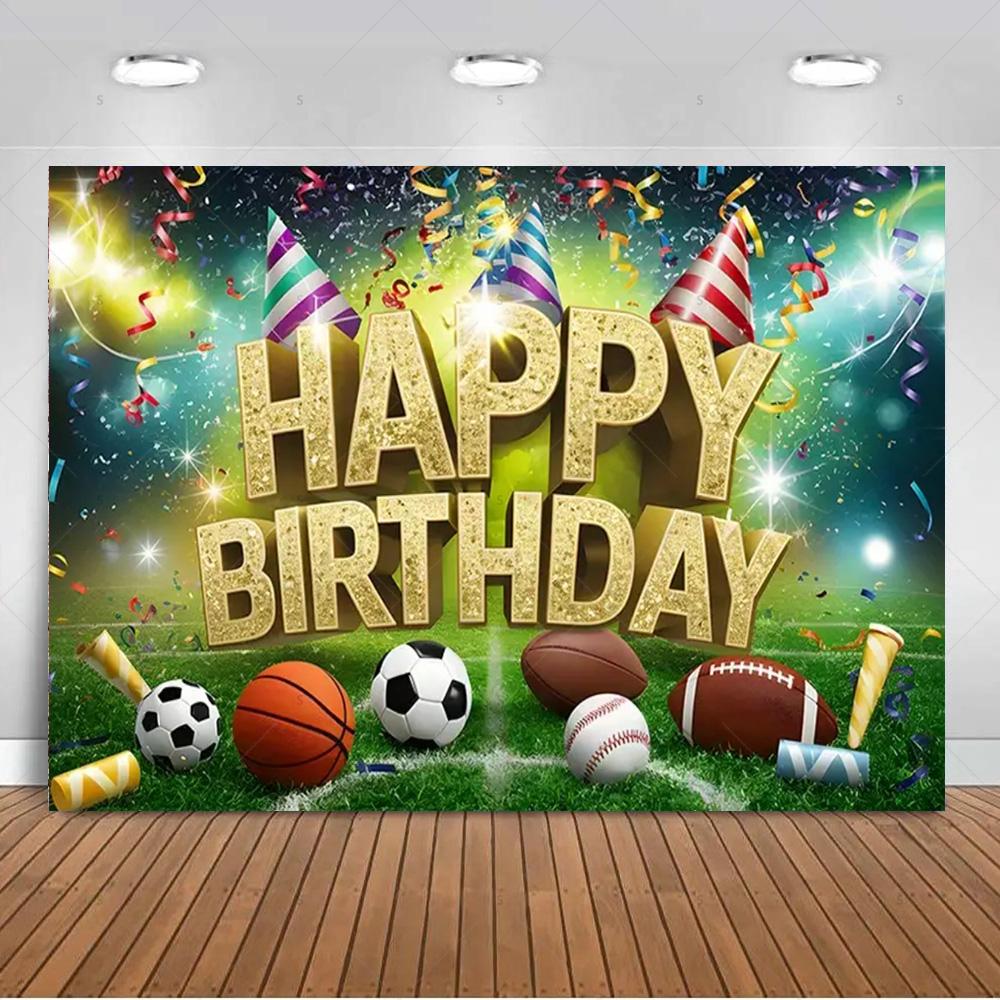 Jungen Fußballfeld-Thema Geburtstagsparty Banner Hintergrund, Erwachsenen- und Kindergeburtstagsparty Dekoration Fotografie Hintergrund