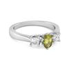 Peridot Elegant Three Stone Ring - 925 Sterling Silver