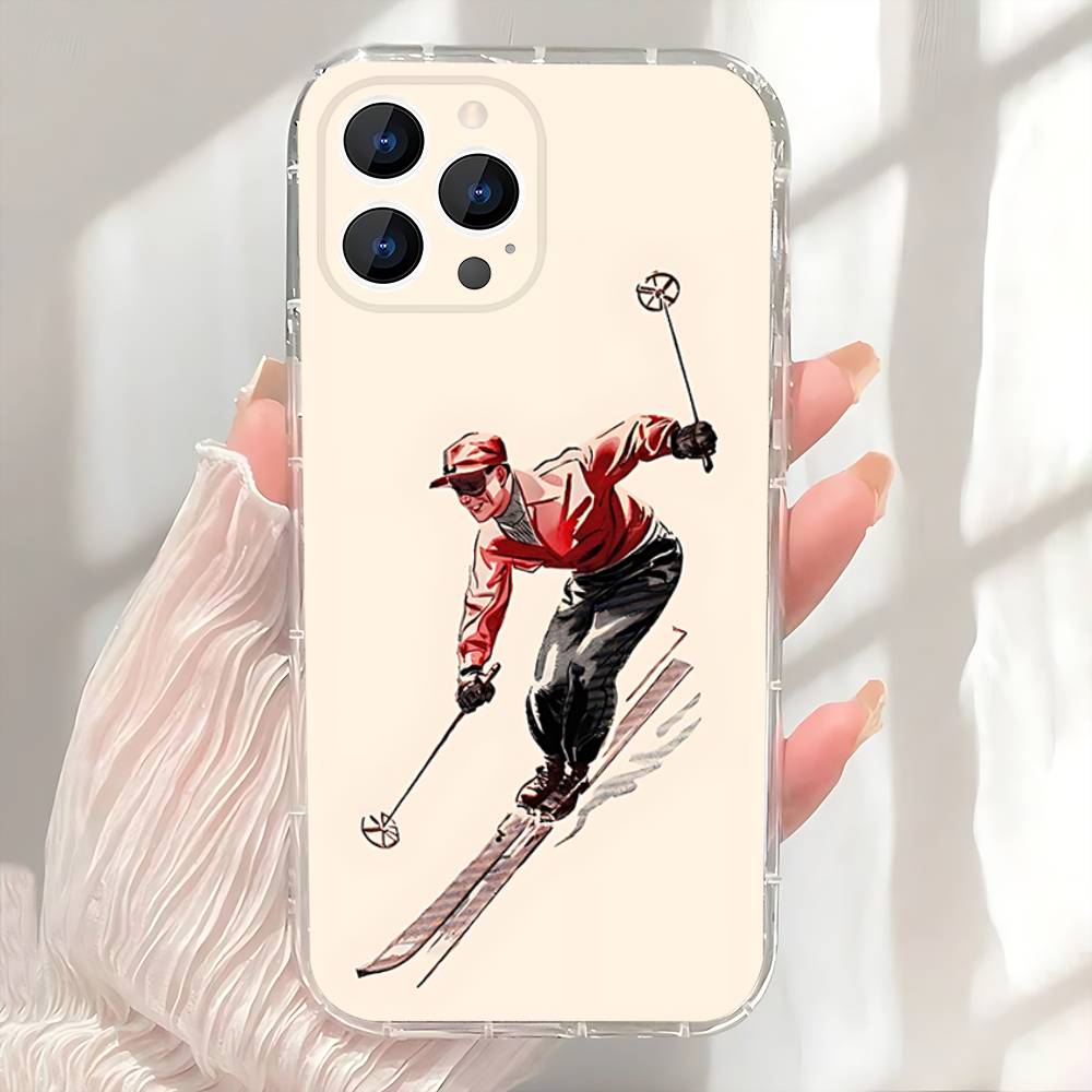 Snow Snowboard Ski Phone Case For iPhone 17,16,15,14,13,12,11 Pro,Max,Plus,X,XS,XR,SE4,E Mini Transparent Soft Cover