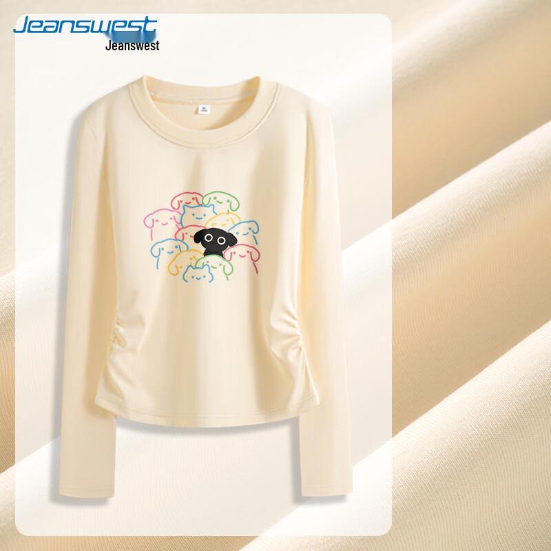 Jeanswest Women s Slim Fit Pleated Graphic Long Sleeve T-Shirt S