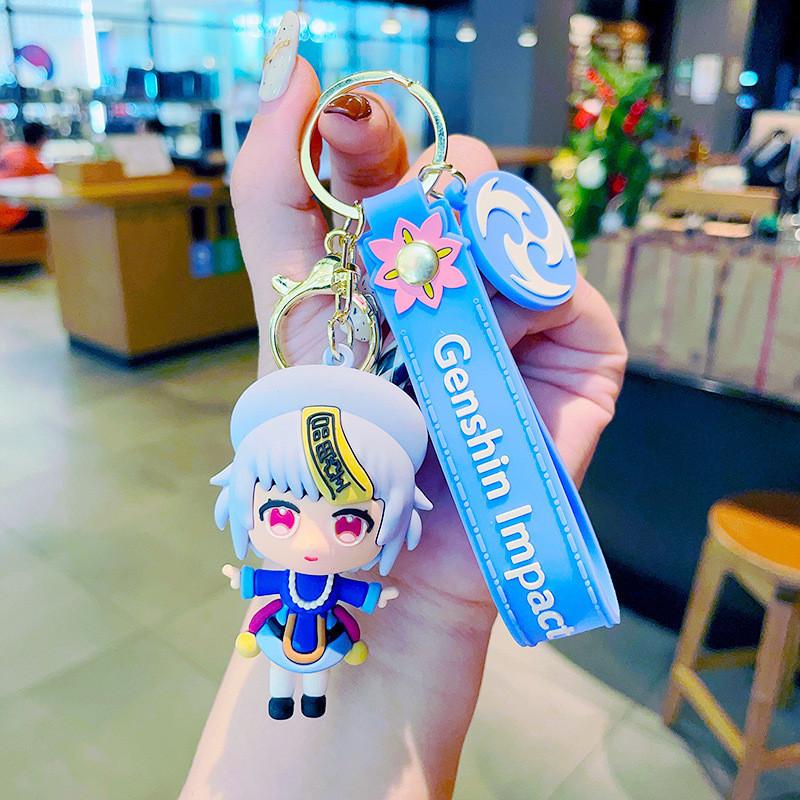 Portachiavi in ​​silicone con simpatico personaggio di Genshin Impact, adorabile statuetta in PVC per borse e telefoni.