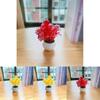Artificial Green Plant Small Bonsai With Injection Molded Plastic Flowers For Desk Decor