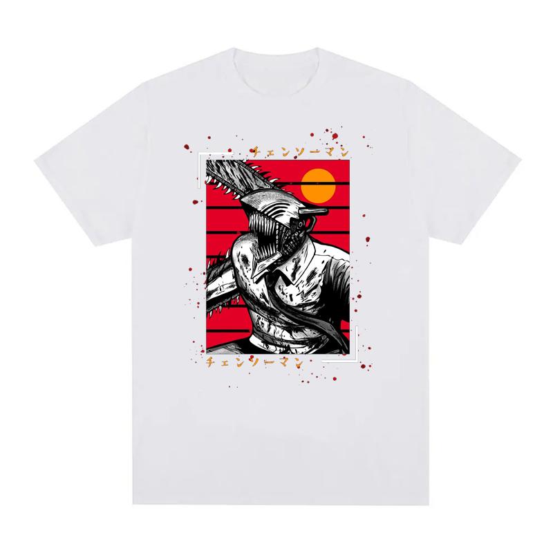 Japanese Anime Chainsaw Man T-shirts 100% Cotton Unisex Tees  EU Size  Manga Graphic Print Short-Sleeve Harajuku Tops